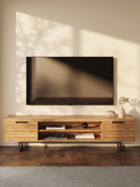 Elzem TV Ünitesi , 210 cm , Meşe , Ahşap Kapak